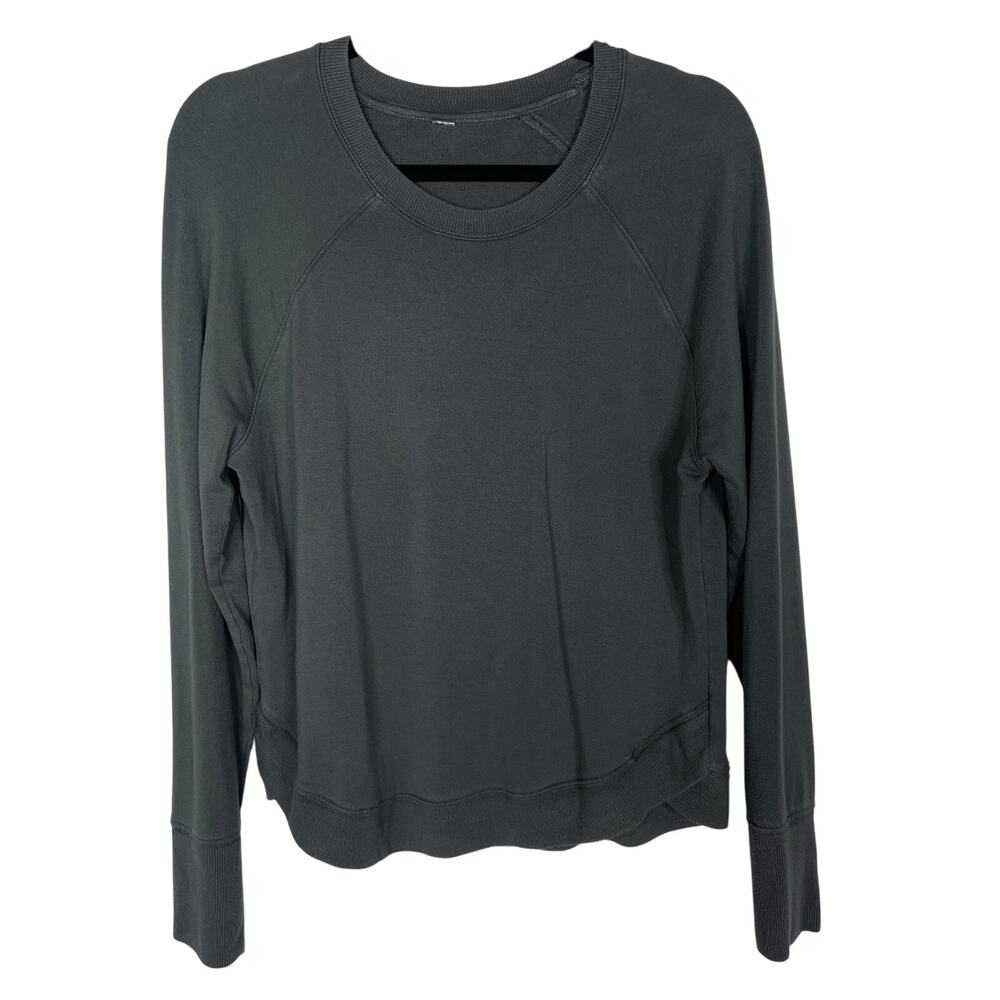 Athleta Small S Gray Mindset Sweatshirt Modal Blend Crew Neck Tulip Hem Casual